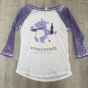 Duck Company Wineocerus San Antonio Zoo Graphic Long Sleeve Baseball T Shirt M